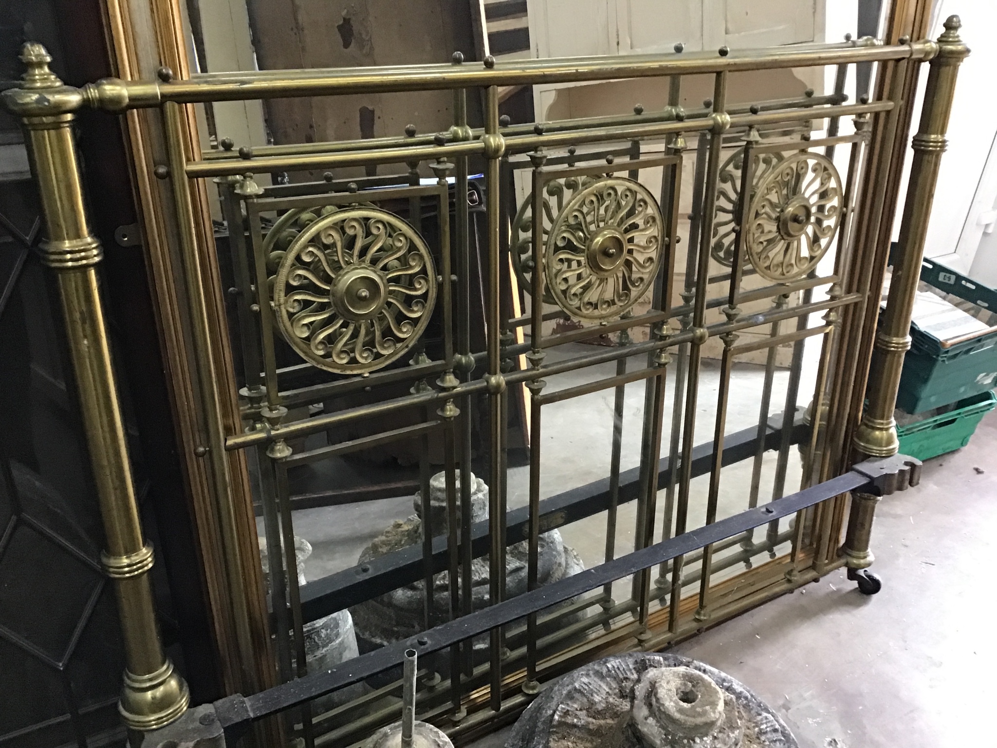 A Victorian brass footboard width 155cm